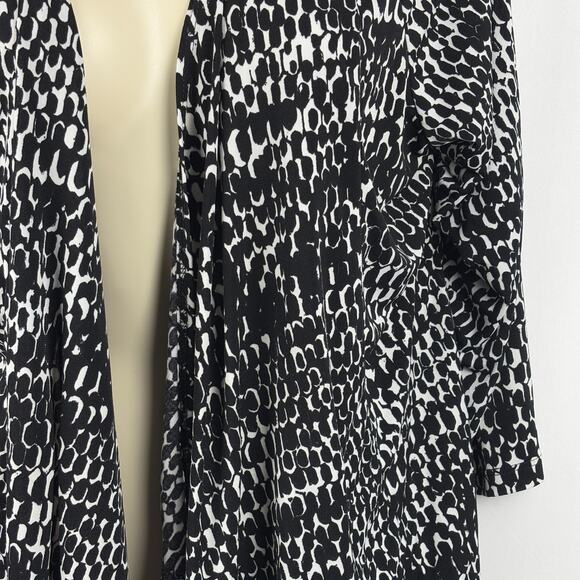 Bleeker & Mcdougal Black White Animal Print Open Cardigan 3/4 Sleeve XL - Picture 2 of 7